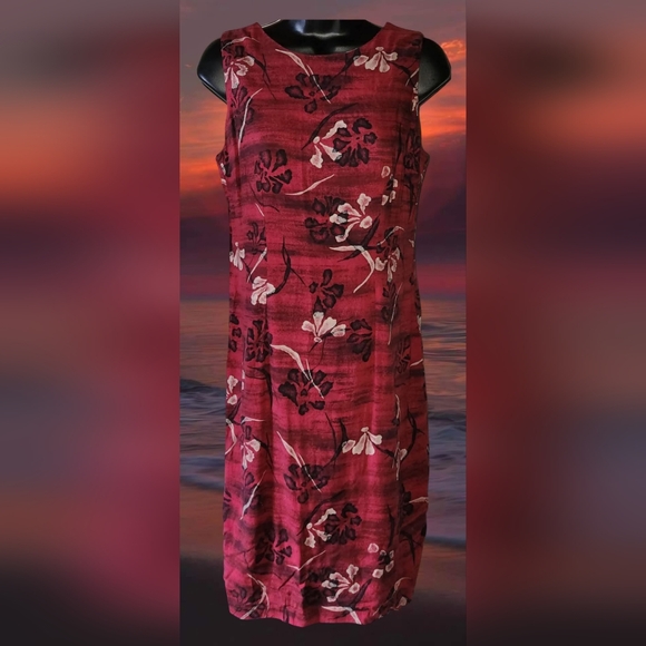 Sag Harbor Dresses & Skirts - ✨ ️Vintage SAG HARBOR 1980's Red & Black Floral Rayon Midi Dress ✨️